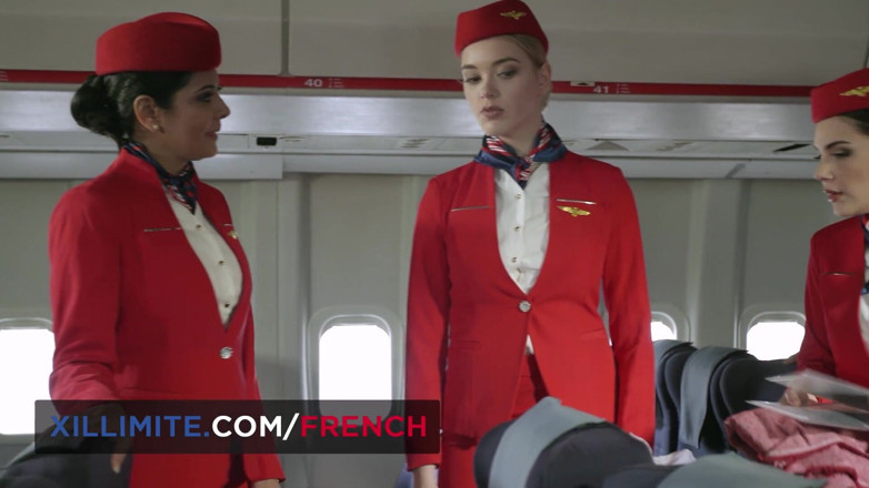 French girls at work: The Beautiful Stewardess Surrenders to the Pilot