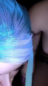 Two girls with brightly colored hair double blowjob : 3D Porn