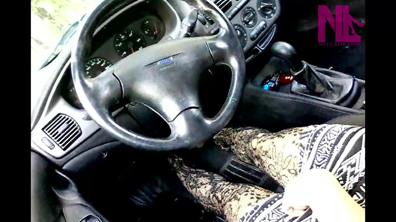 Nyllady: Sexy Pedal Pumping in Black Floral Fishnets