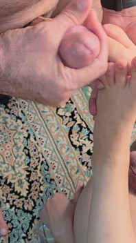 Hairless Twink Footjob Finish - Thick Cum on Legs & Abs