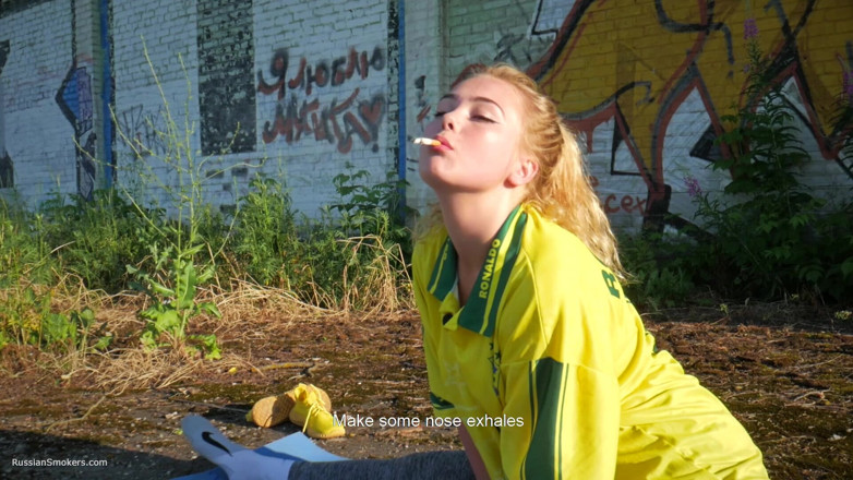 Russian Smokers: Seductive Russian Babe Smoking Cigarette Outdoor Setting