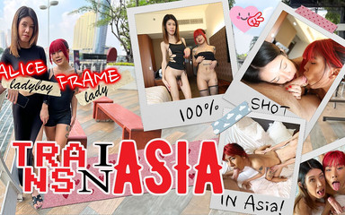 TRANS in Asia: Minyon Asyalı tatlı kız ve büyük zenci yaraklı ladyboy ile...