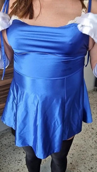 My New Blue Satin Dress, Fitted and Sexy
