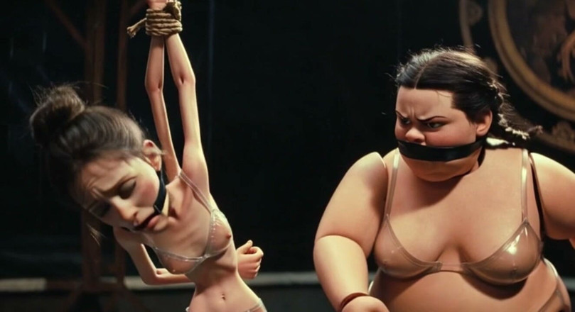 YOUR BEST FANTASY: Skinny Slave in Bondage Whipped by Fat SSBBW Mistress