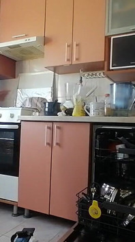 Ibu tiri seksi membuat sarapan pagi, pepek berbulu, tetek besar