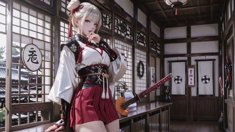 Seraphina Vale: Red &amp; White Kimono Warrior!