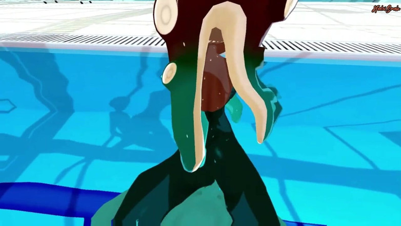 Hentai Smash: Em primeiro plano - fodendo Marina Ida em uma piscina, gozada...