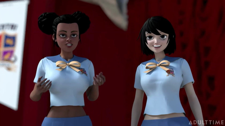Hentai Sex School: Hentai Sex College, épisode 8 - des meilleures amies à gros nichons pratiquent les...