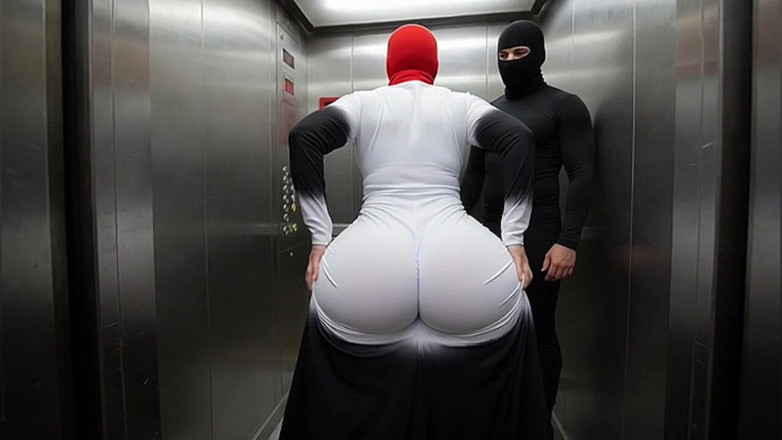 Animate golden: Nachbarin mit dickem arsch twerking für mich im aufzug