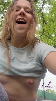Crazy Shameless Girl Playing in the Rain