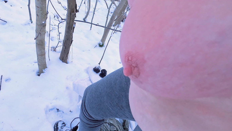 Bouncy Tits Action: Complete Naked BDSM in Snow