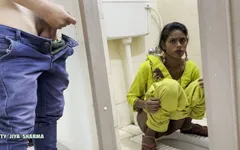 After Pissing in Toilet Desi Bhabhi Fucking Hard by Neighbor Video Compilation