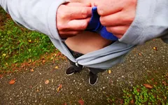 Thumbtacks in Bra and Slip Outdoor and Slapping Them in