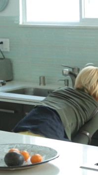 Skinny blonde teen sucks off her big muscle stepdad