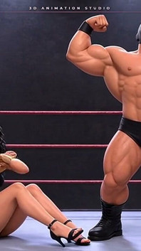 Masked Superheroine in Strap Heels Caught in Bearhugs and Ankle Locks - Ring Wrestling