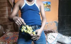 Boy Pee with Grapes Piss Masturbate Enjoyment Alone at Home-early Morning Fun