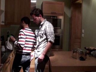 YOUNG FRENCH DUDES FUCKERS: Young Latino fucked by his friend can the kitchen