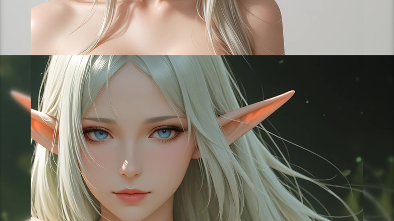 LustRender: Lustrender diashow: schöne nackte elfenkopf, turn right art - ai video