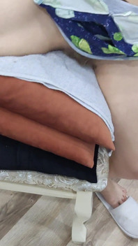 The Man Owner of the House Met the Housekeeper in His Kitchen and Fucked Her Hairy Pussy and Cum on Her Stomach and Hairy Pussy