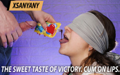XSanyAny: Rasa manis kemenangan. Pancutan mani di bibir