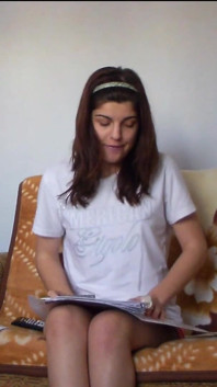 Sexy Teen Making Her Homework in Tight Short Pants