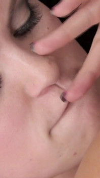 Two spicy brunettes in lesbian action