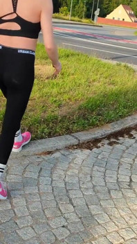 Double Wetting During Sports!! Tranny Is Jogging in Public Full of Piss!