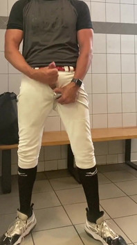 Baseball Geared up Jockdad87 Shoots His Alpha Load in the Locker Room