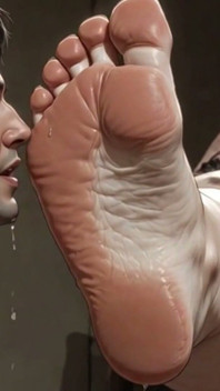 Masiva giganta grandota esclava de pies - pequeño hombre lamiendo sus enormes pies