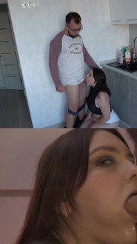 Sh Cuckold Unexpectedly Came Home and Licked All the Lover's Cum off His Wife's Face