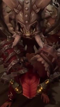 Ruiva Elf esmagada por um Orc Warlord: Warcraft Parody