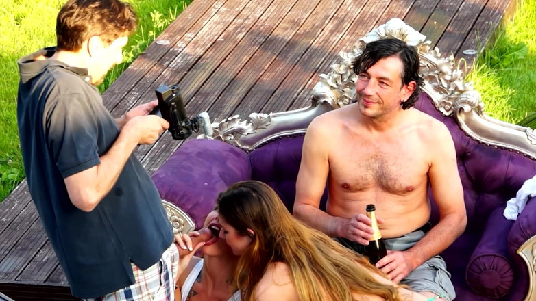Fuck Cumshot Party: Outdoor-doppelpenetrations-dreier Wildes Fickfest