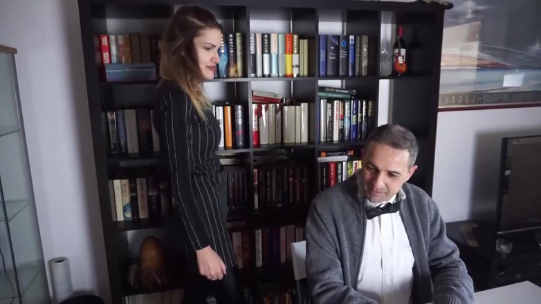 Lady Mesmeratrix Official: Femdom chick punishes her male slave in the office