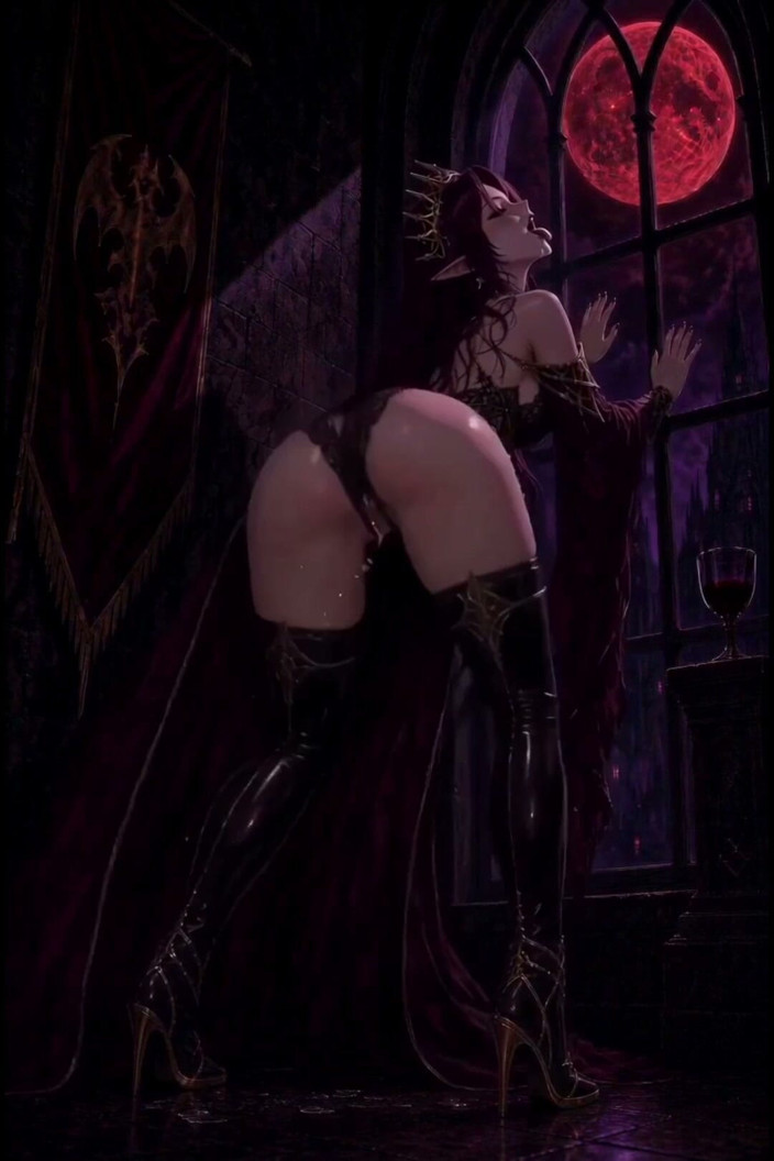 Wertstofsamler: 3 boyutlu anime vampir kraliçesi ayın ışığında mastürbasyon yapıyor