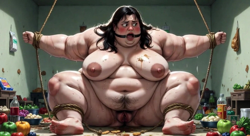 YOUR BEST FANTASY: L'obesa SSBBW in bondage con la corda - fame disperata e...