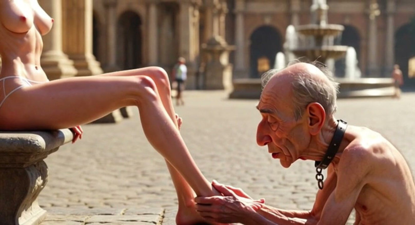 YOUR BEST FANTASY: Submissive Man Worshipping Mistress Feet in Plaza