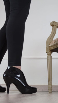 (705) Shoe Collection: High Heel Black Jelly Ankle Boots - Dame Olga (4k)