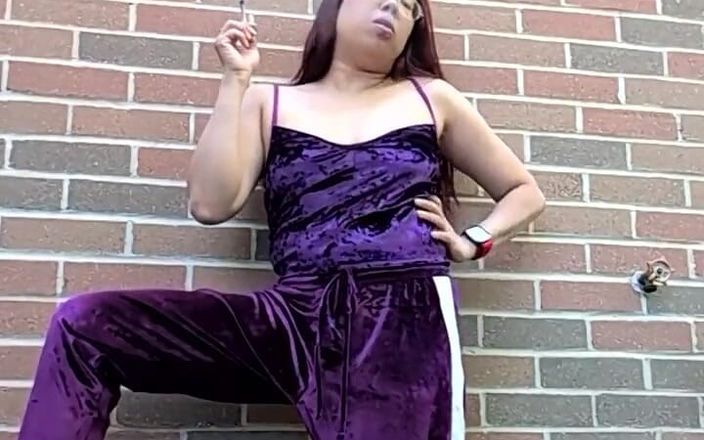 JasmineJade: Morning Smoke in My Purple Velour Outfit