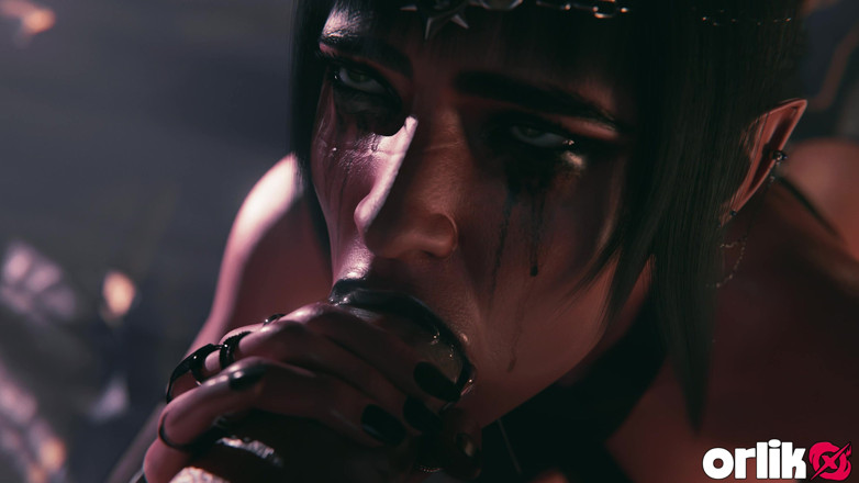 Orlikx: Shadowheart Baldur's Gate 3 Sexy nedbalé kouření - Mokrá špinavá 3D animace