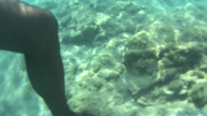 Nylondelux: Black Stocking in the Sea