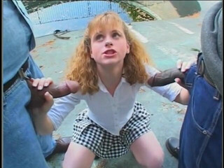 Porno Stars: White whore gets drilled with black cocks