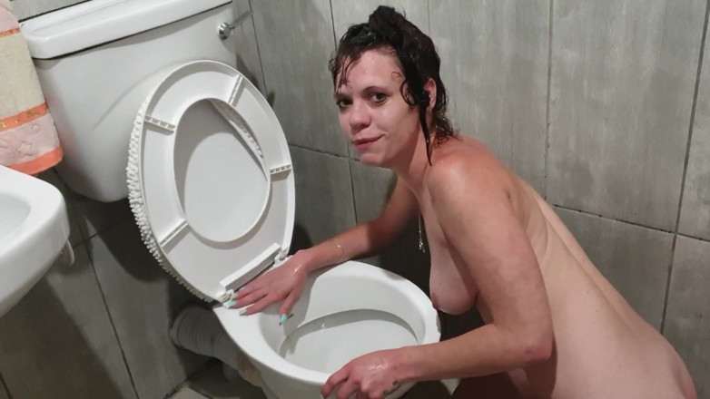 petite-mia: Human Toilet Slut Pisses on Her Own Face While Head...