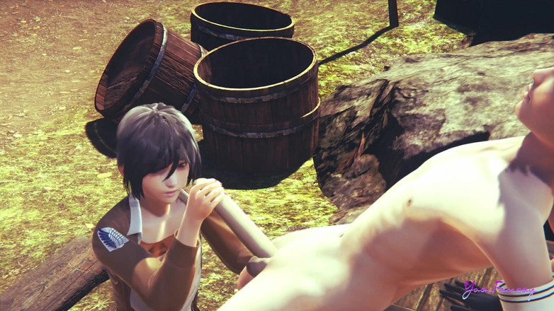 Yaoitube: Na Titána Yaoi Femboy - Eren honění a prstění