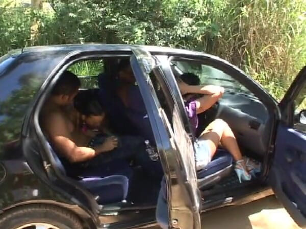 European Classics: Car orgy with girls nibbling on a cock