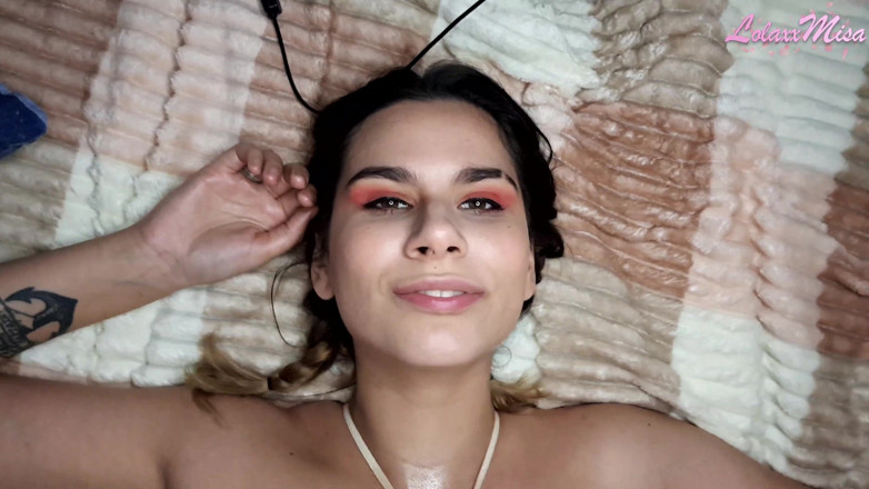 Mad And Lola: Cute brunette blowjob huge dick guy on cam