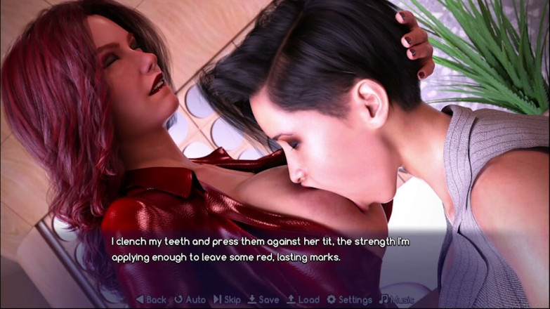 Amaran Futas: スカイリゾートのゲームプレイ パート7 - デルファイがシーメールのセレーナが真紅の胸を吸い、彼女の膣を誘っているのを捕まえた