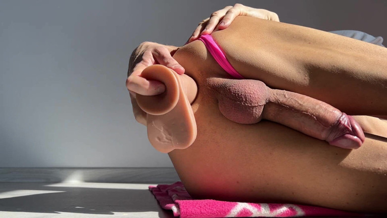 TVJackLong: Anal Femboy Fucks with a Realistic Dildo and Cums