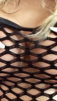 Sexy horny blonde fishnet stockings MILF with big boobs and pussy needs some wild fucking