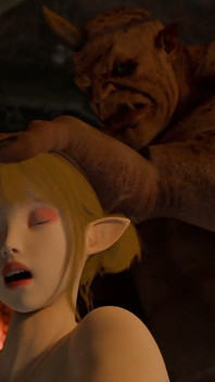 Dungeon Domination: Orc Breaks Elven Girl with Rough Assfuck & Cum