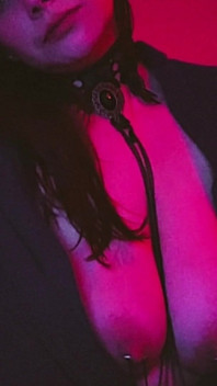 Sexy Pierced MILF Chained to Her Collar by Her Nipples